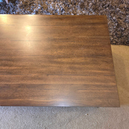 Hekman Dark Wood Finish 2 Tier Coffee Table with Black Metal Legs