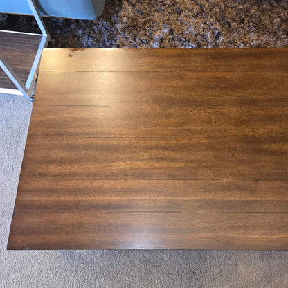 Hekman Dark Wood Finish 2 Tier Coffee Table with Black Metal Legs