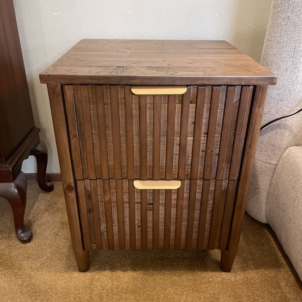 Slatted Front Pine Nightstand