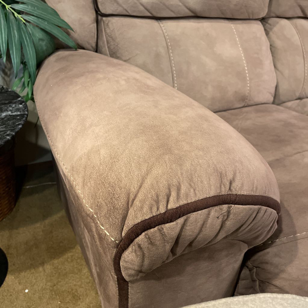 Med Brown Suede Manuel Reclining Sofa