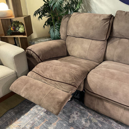 Med Brown Suede Manuel Reclining Sofa