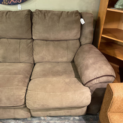 Med Brown Suede Manuel Reclining Sofa