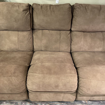 Med Brown Suede Manuel Reclining Sofa
