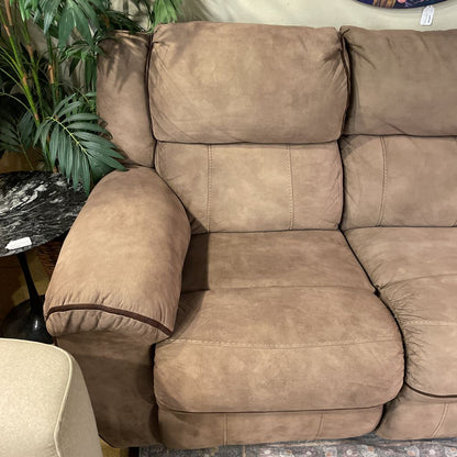 Med Brown Suede Manuel Reclining Sofa