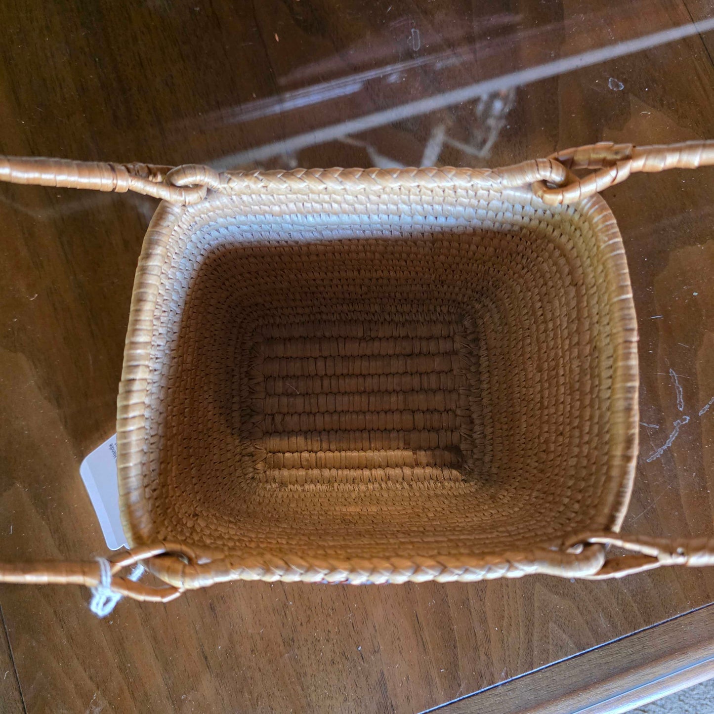 Tightly Woven Basket with Handle and Black & OrangeDesign(Coast Salish?)