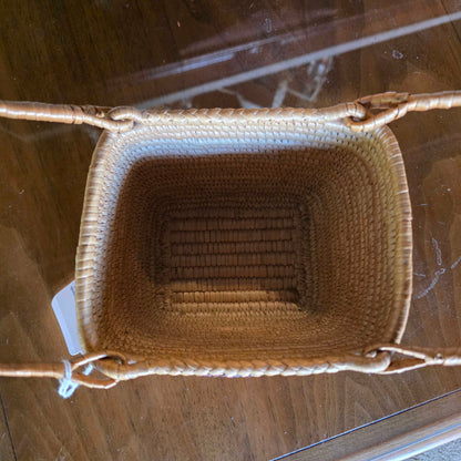 Tightly Woven Basket with Handle and Black & OrangeDesign(Coast Salish?)