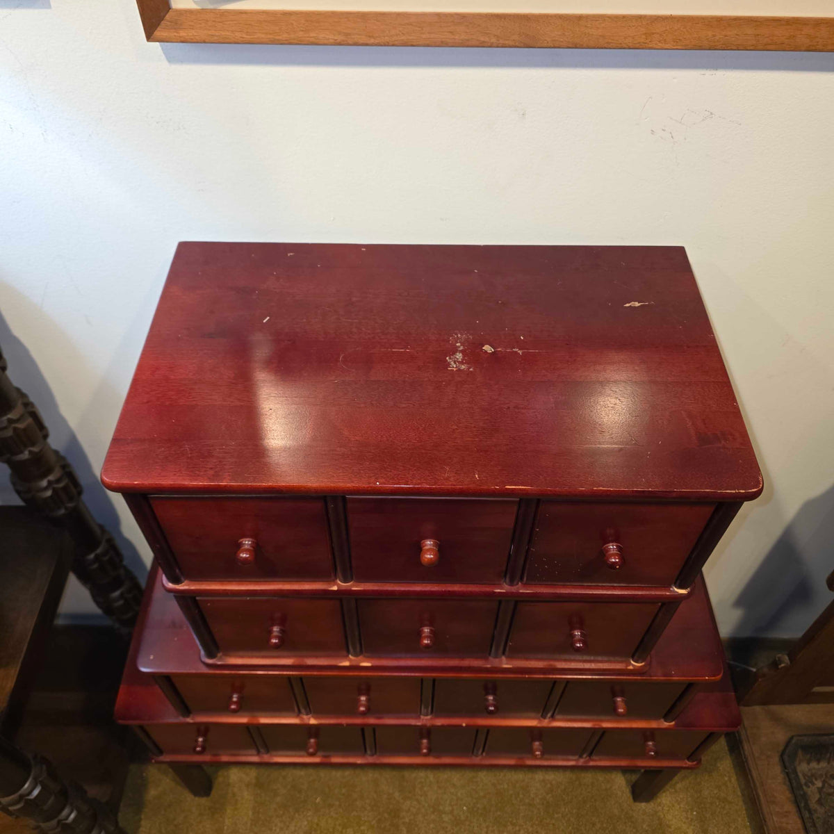 Red Tone Stacked Apothecary-Style CD Cabinet (As Is)