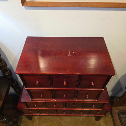 Red Tone Stacked Apothecary-Style CD Cabinet (As Is)