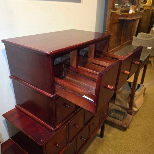 Red Tone Stacked Apothecary-Style CD Cabinet (As Is)