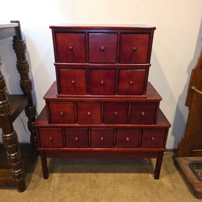 Red Tone Stacked Apothecary-Style CD Cabinet (As Is)