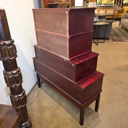 Red Tone Stacked Apothecary-Style CD Cabinet (As Is)