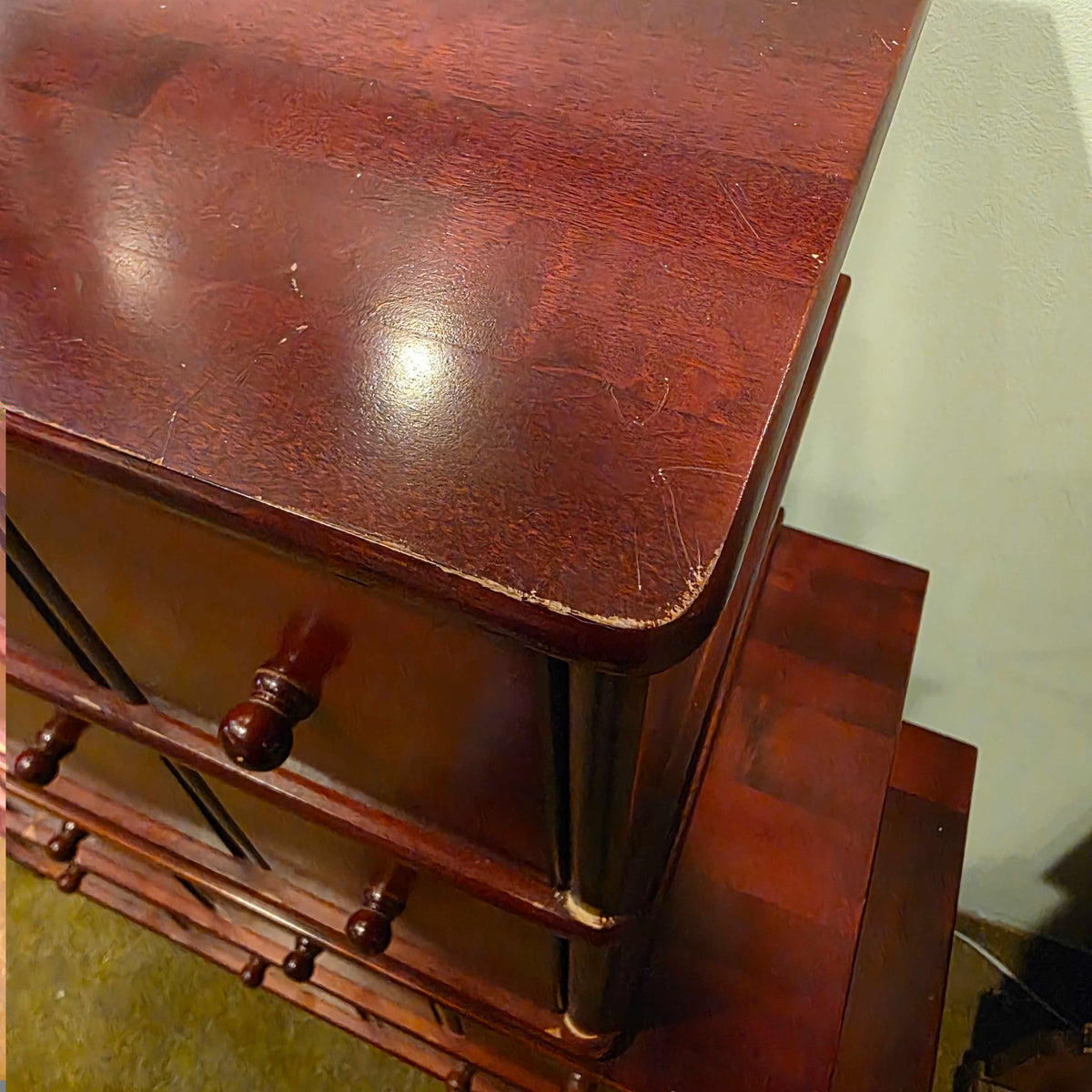 Red Tone Stacked Apothecary-Style CD Cabinet (As Is)