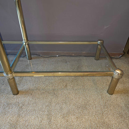 Vintage Art Deco Brass & Glass Low Etagere C BOOKSHELVES