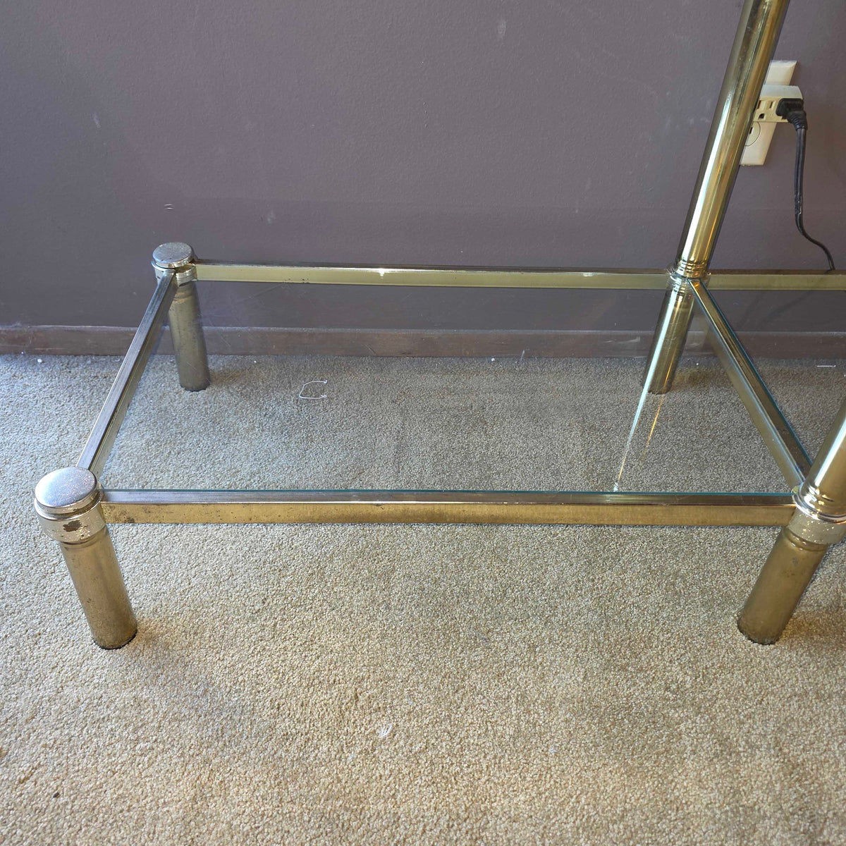 Vintage Art Deco Brass & Glass Low Etagere C BOOKSHELVES