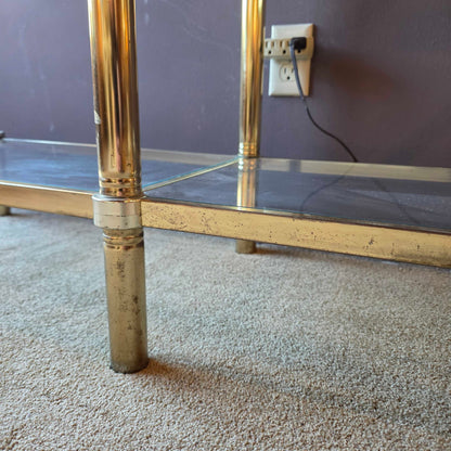 Vintage Art Deco Brass & Glass Low Etagere C BOOKSHELVES