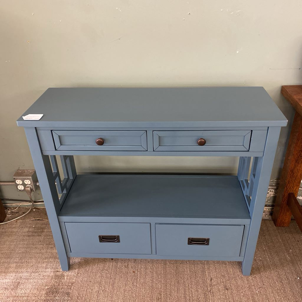 Bluey Greyish Farmhouse Four Drawer Console