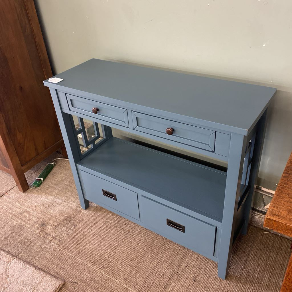 Bluey Greyish Farmhouse Four Drawer Console