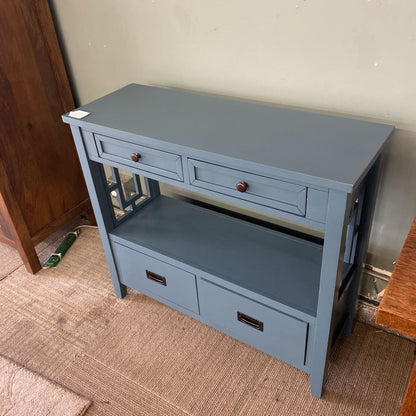 Bluey Greyish Farmhouse Four Drawer Console