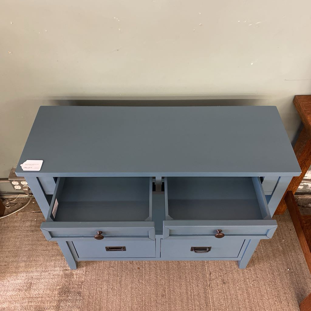 Bluey Greyish Farmhouse Four Drawer Console