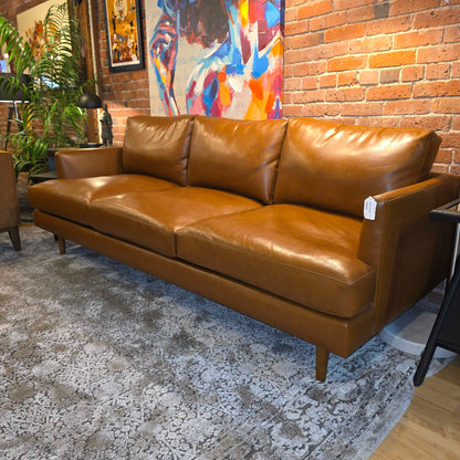 West Elm Saddle Vegan Leather Modern 3 Seat Sofa