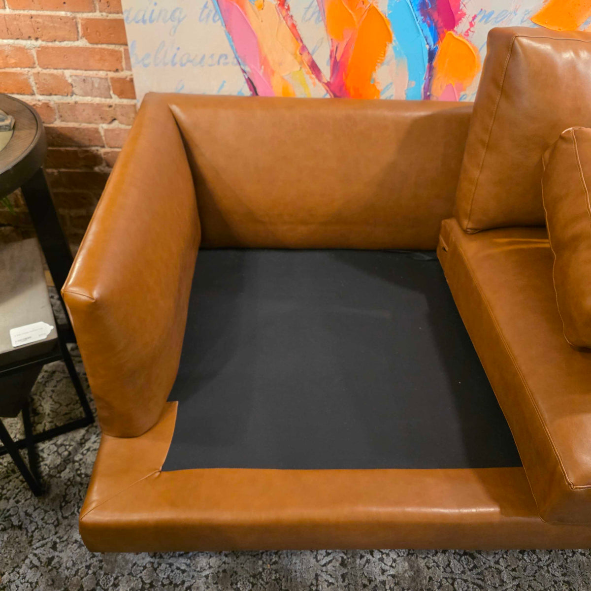West Elm Saddle Vegan Leather Modern 3 Seat Sofa