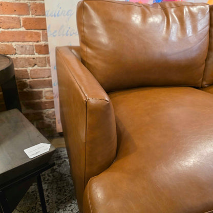 West Elm Saddle Vegan Leather Modern 3 Seat Sofa