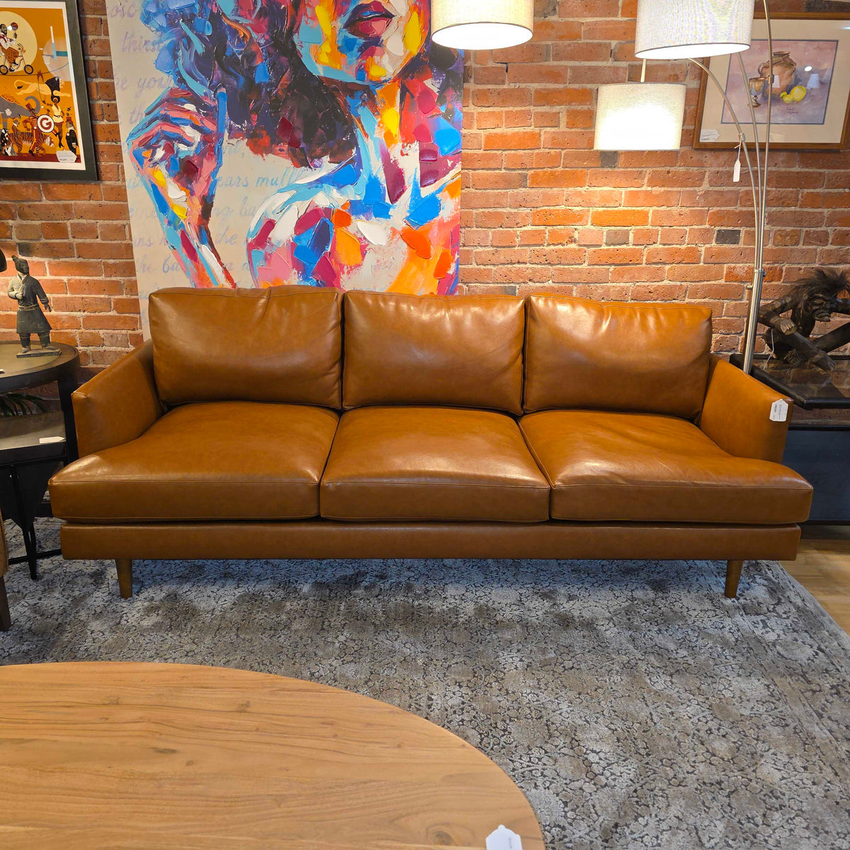 West Elm Saddle Vegan Leather Modern 3 Seat Sofa