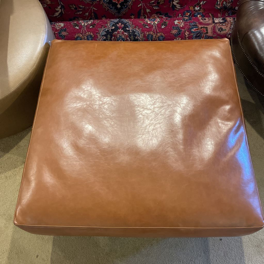 West Elm Saddle Vegan Leather Large Square Ottoman