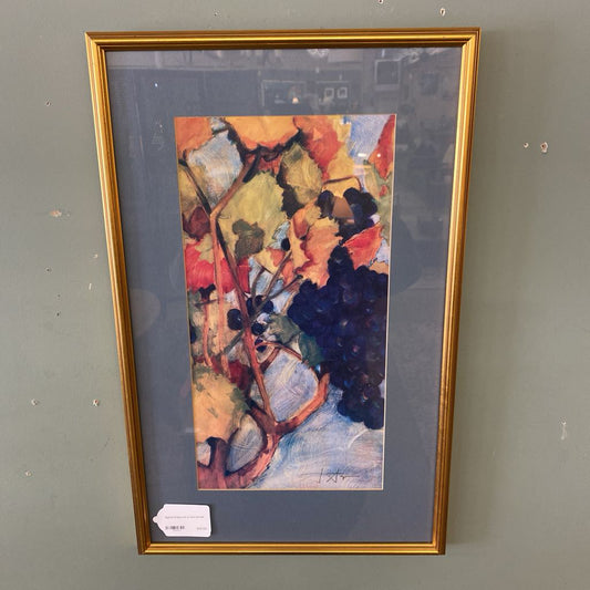 Signed Grapes on a Vine Art
