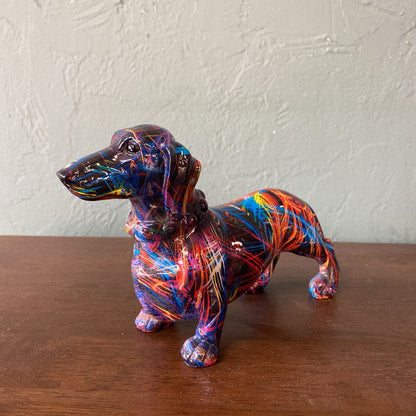 Colorful Line Resin Dachshund Decor