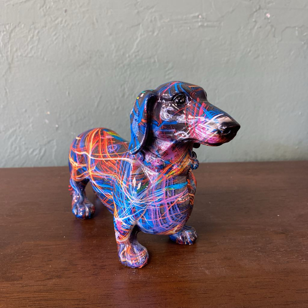 Colorful Line Resin Dachshund Decor
