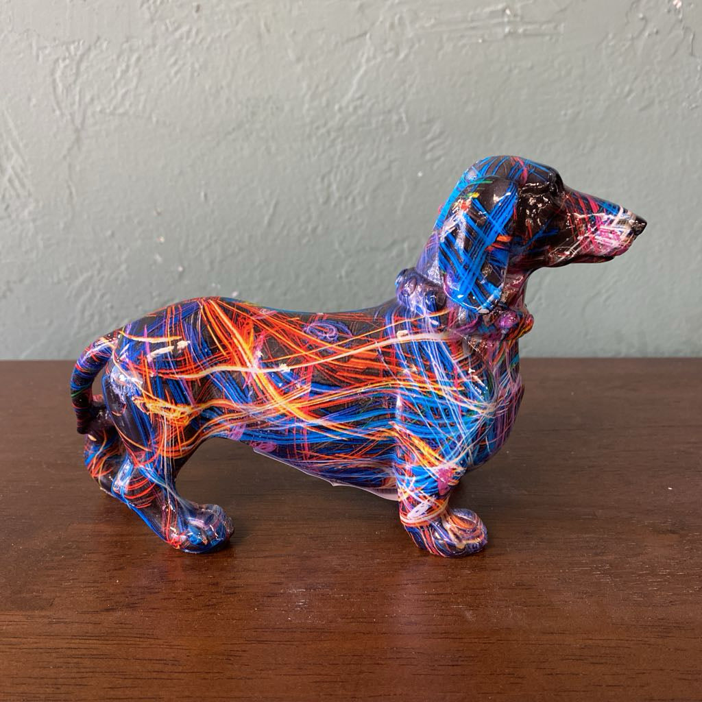Colorful Line Resin Dachshund Decor