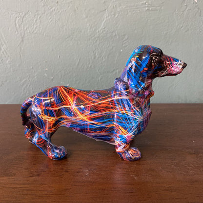 Colorful Line Resin Dachshund Decor