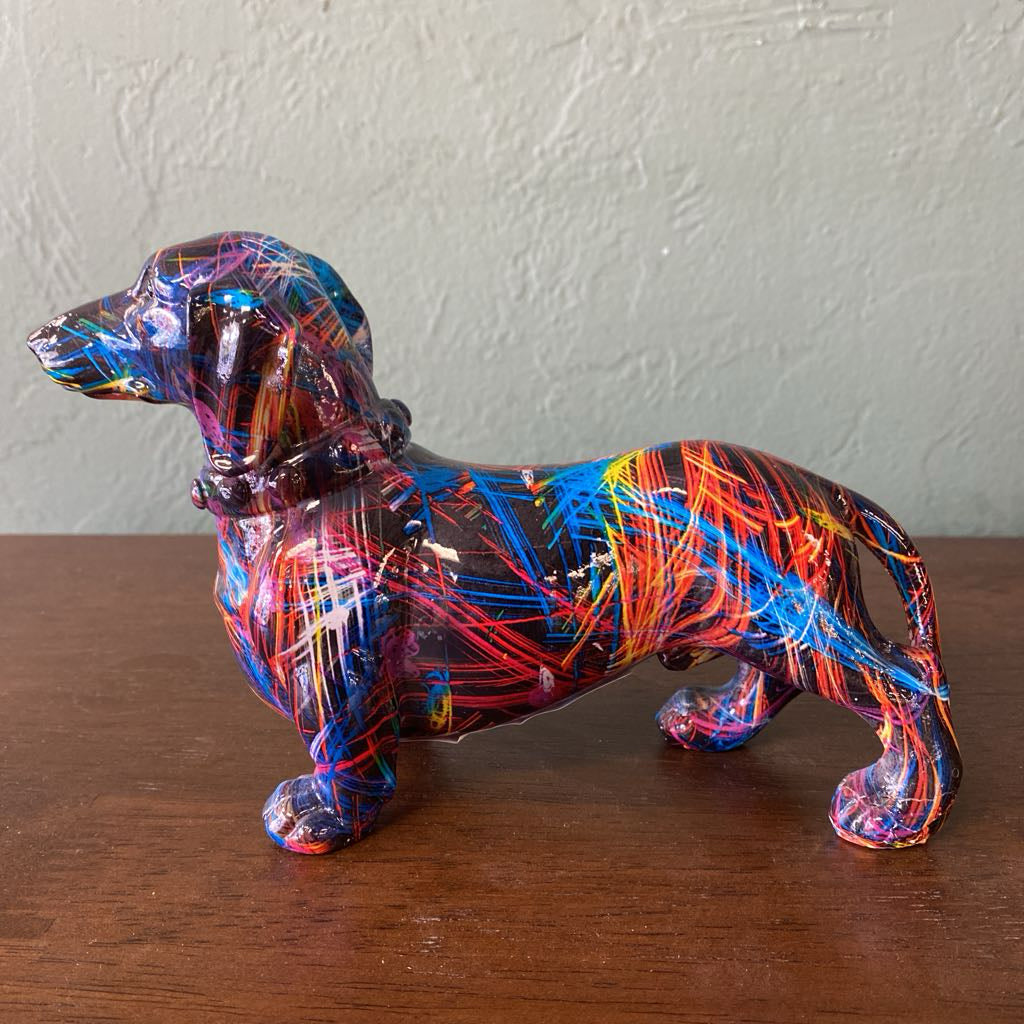 Colorful Line Resin Dachshund Decor