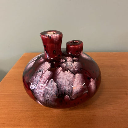Signed LATTERMAN Red & White Blobs Ceramic Candle Lamp