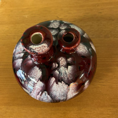 Signed LATTERMAN Red & White Blobs Ceramic Candle Lamp