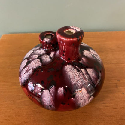 Signed LATTERMAN Red & White Blobs Ceramic Candle Lamp