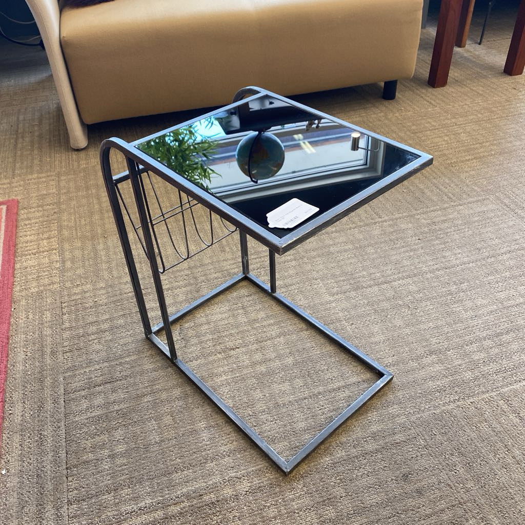 Black Glass Top Magazine Rack C Table