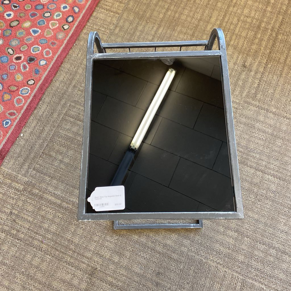 Black Glass Top Magazine Rack C Table