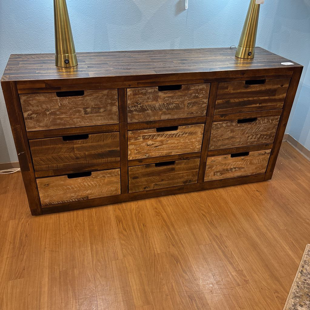 Recycled Wood 9 Drawer Sideboard