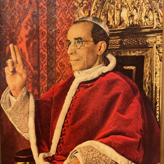 Scary 1940's Pope Pius XII Framed Portrait UNIQUE FINDS