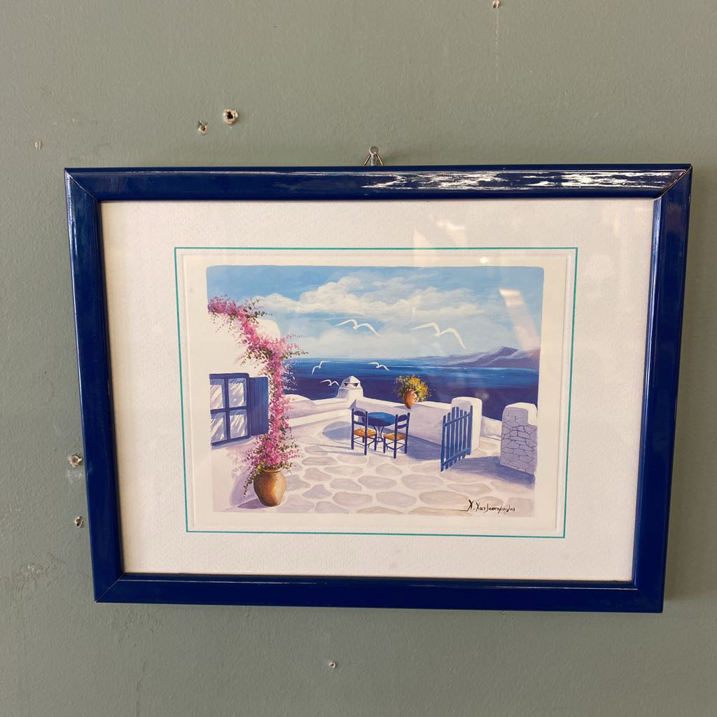 Signed Greece Courtyard Art