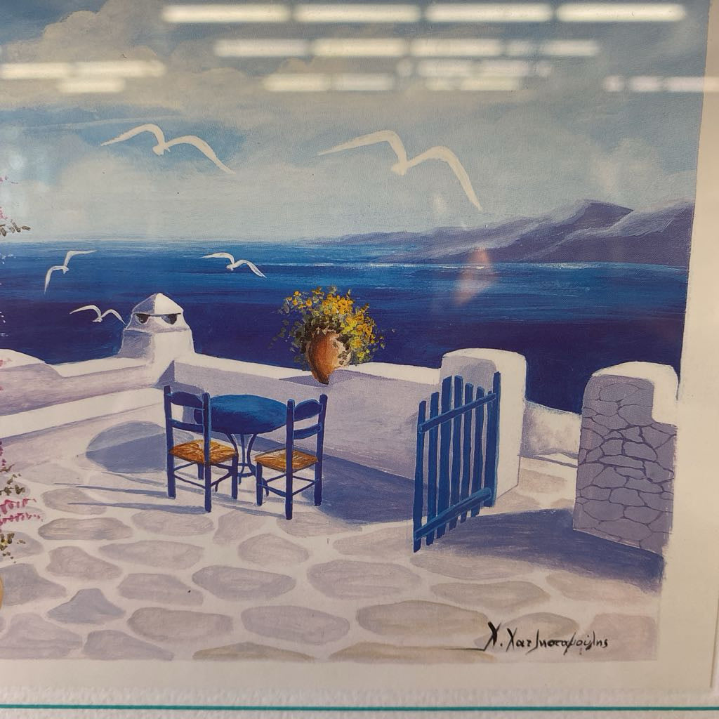 Signed Greece Courtyard Art