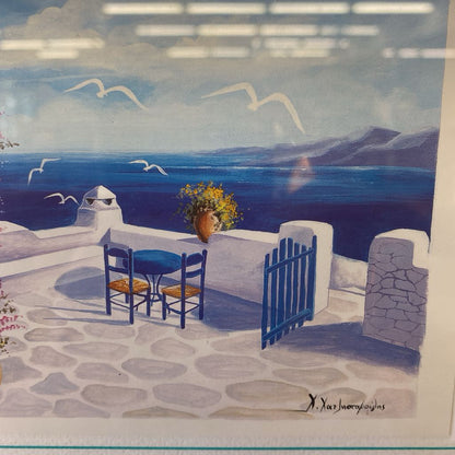 Signed Greece Courtyard Art