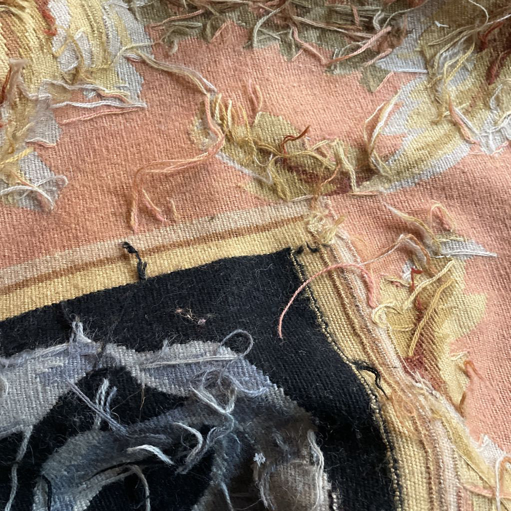 8 x 10 Needlepoint with Black Background Aubusson French Area Rug #23