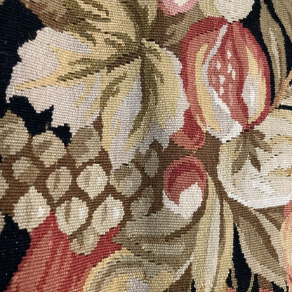8 x 10 Needlepoint with Black Background Aubusson French Area Rug #23