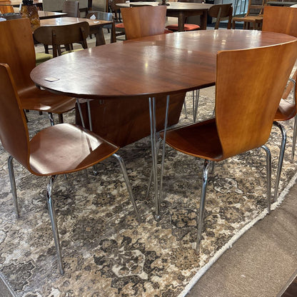 Extendable Cherry Wood Dining Table w/ Two Leafs w/ Set of 6 Chairs