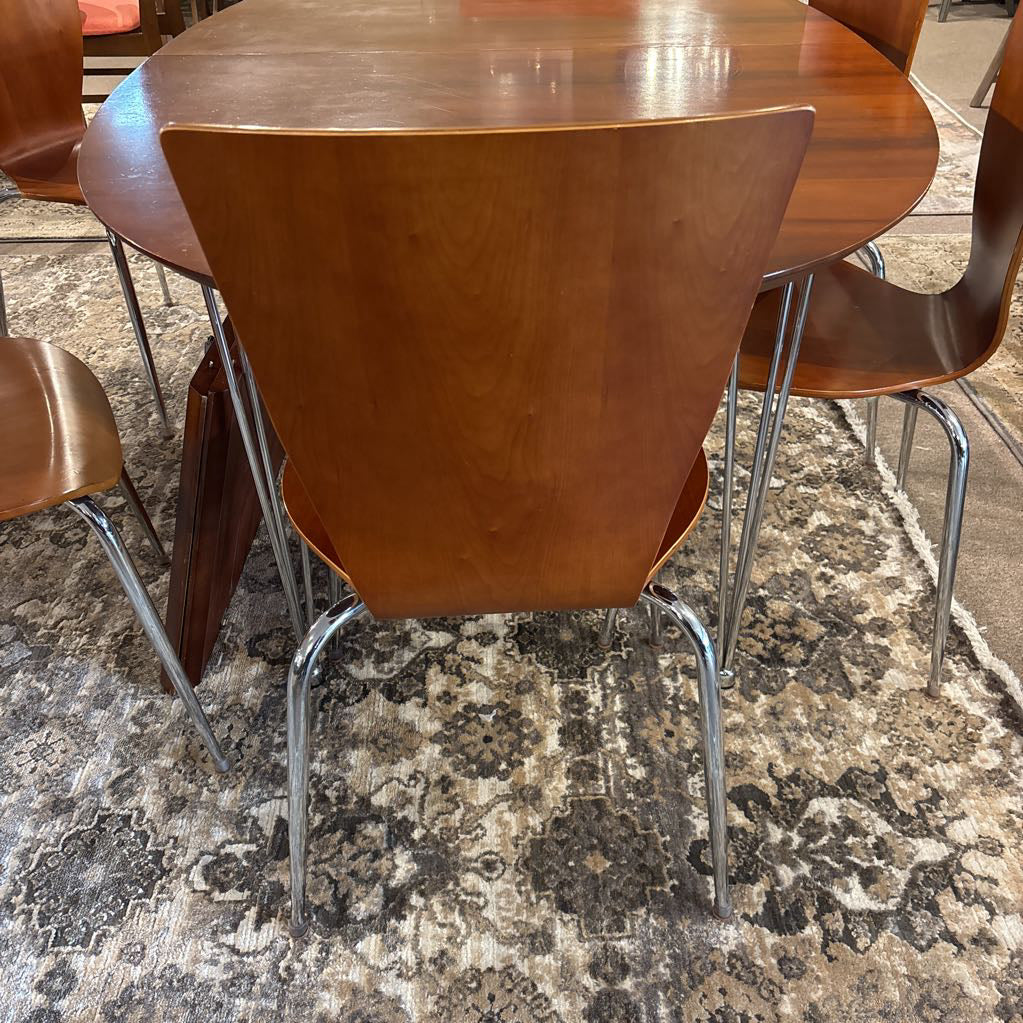 Extendable Cherry Wood Dining Table w/ Two Leafs w/ Set of 6 Chairs