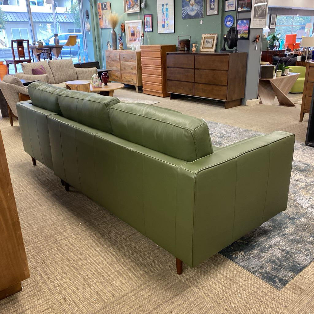 Malmo Olive Leather RAF Chaise Sectional