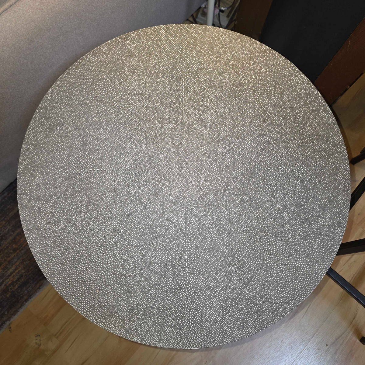 RH Faux Shagreen Round Accent Table with Brass Legs